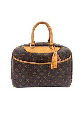 Louis Vuitton Deauville Bowling Vanity Monogram Leather Brown Handbag Gold